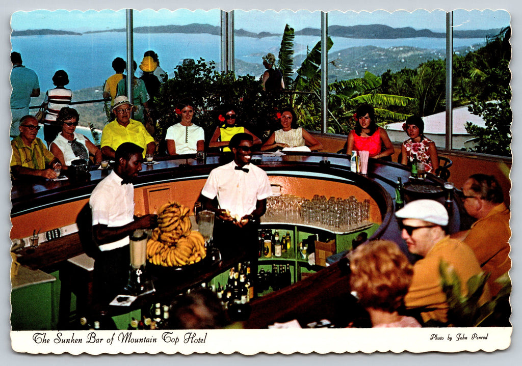 The Sunken Bar, Mountain Top Hotel, Vintage Post Card