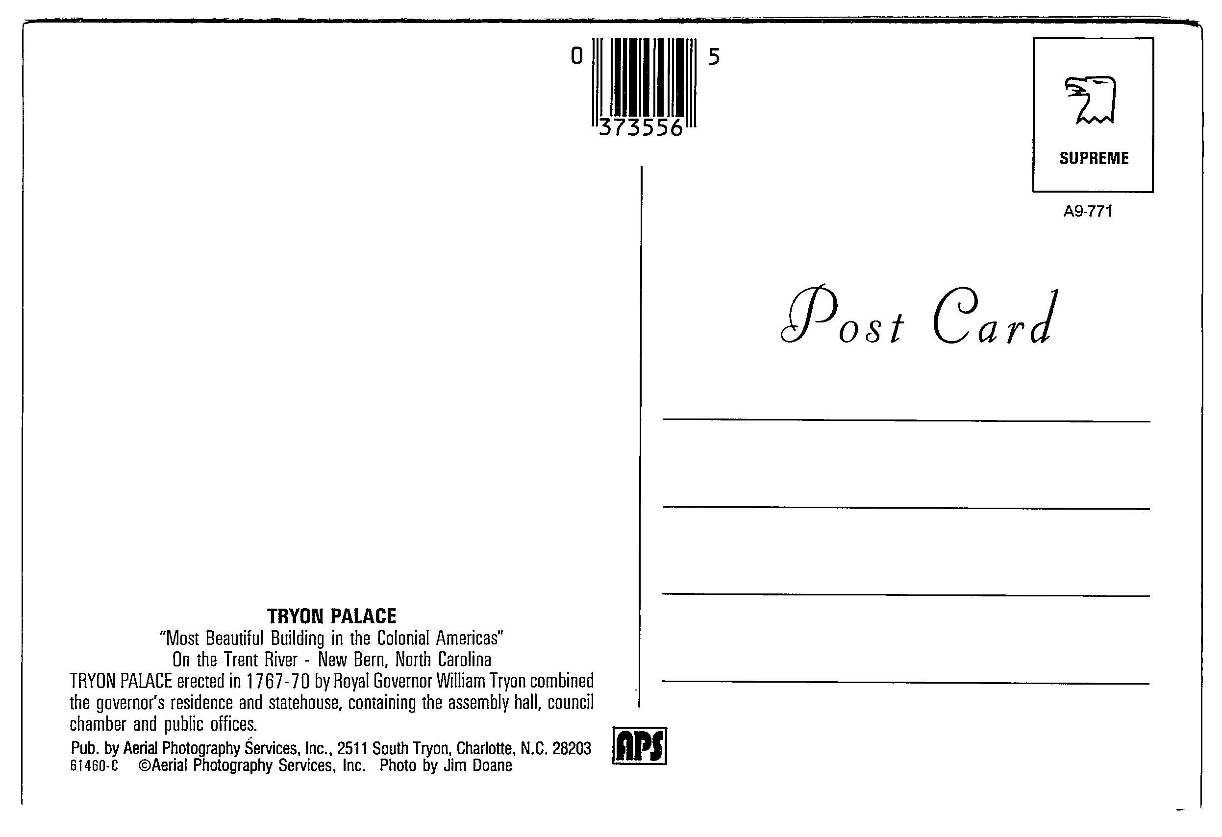 Tryon Palace, New Bern, North Carolina, Vintage Post Card