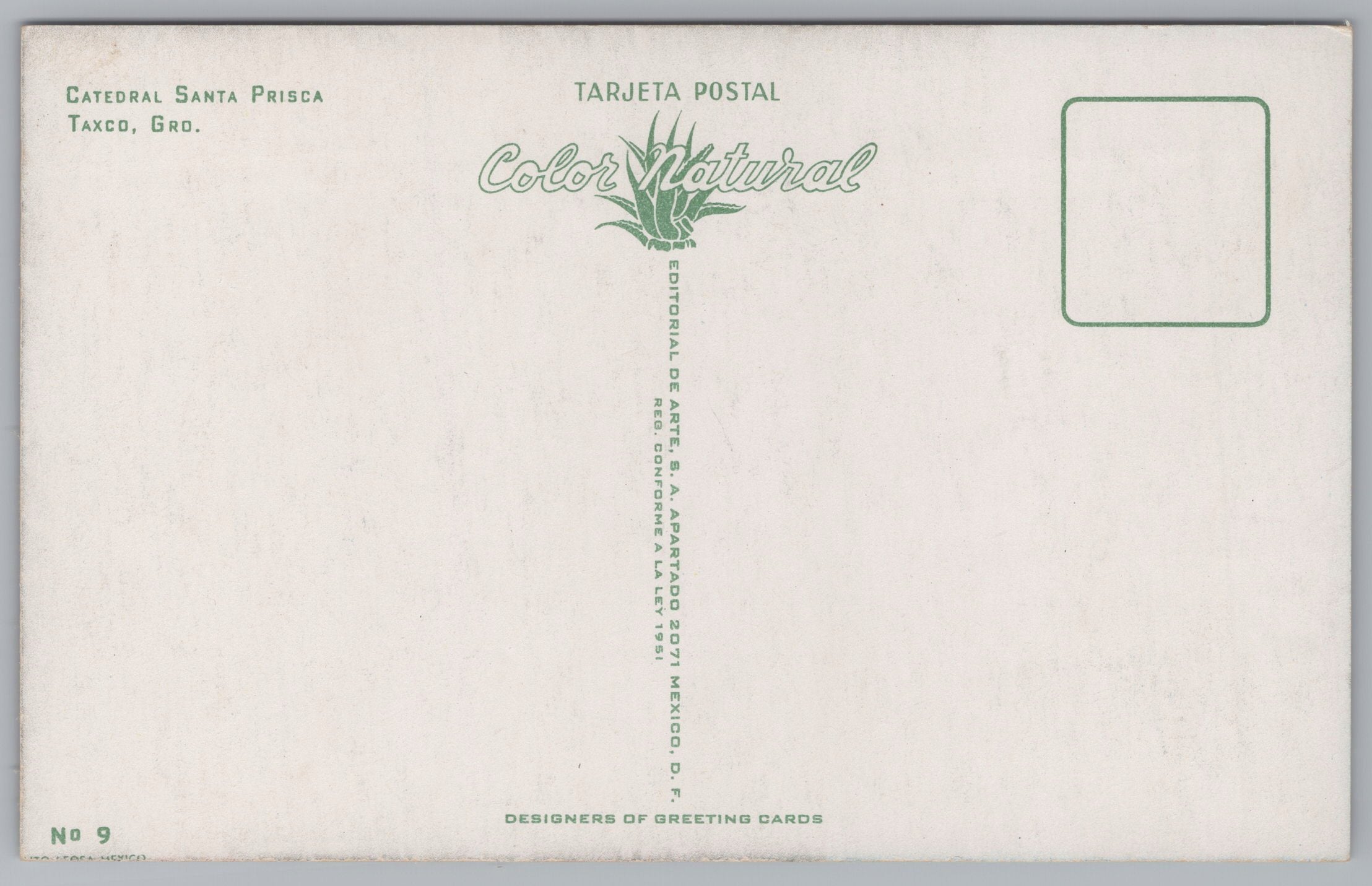 Catedral Santa Prisca, Mexico Vintage Post Card.