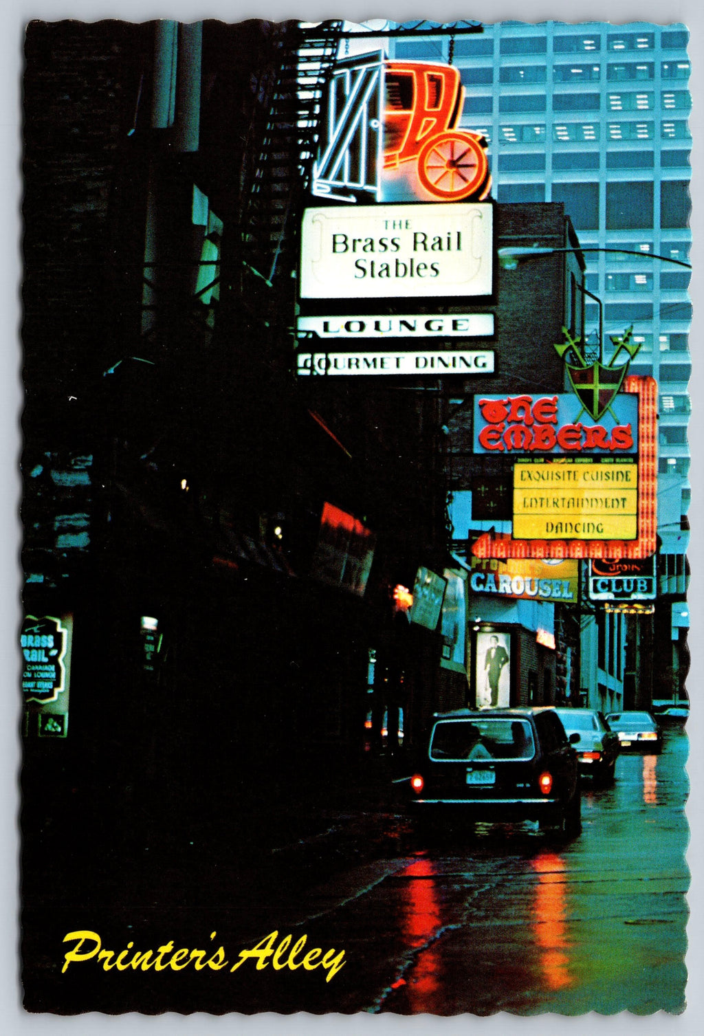 Printer’s Alley, Nashville, Tennessee, Vintage Post Card