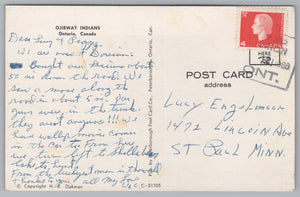 Ojibway Indians, Ontario, Canada, Vintage Post Card.