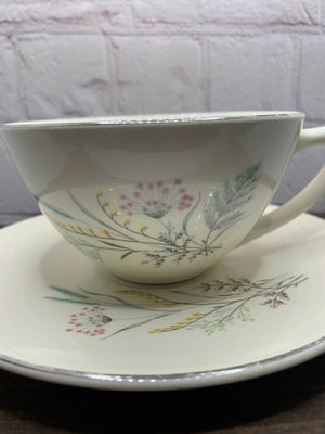 Vintage Earlton Floral Spray Ceramic Teacup & Saucer-1970s