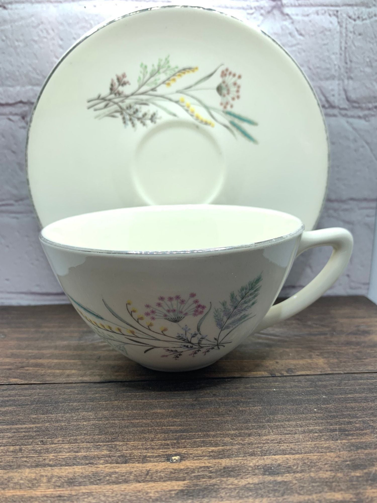 Vintage Earlton Floral Spray Ceramic Teacup & Saucer-1970s