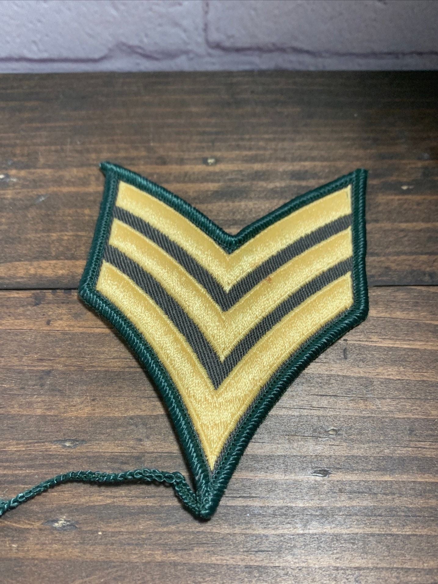 Vintage US Army Sergeant Military Rank Gold Stripes Patch