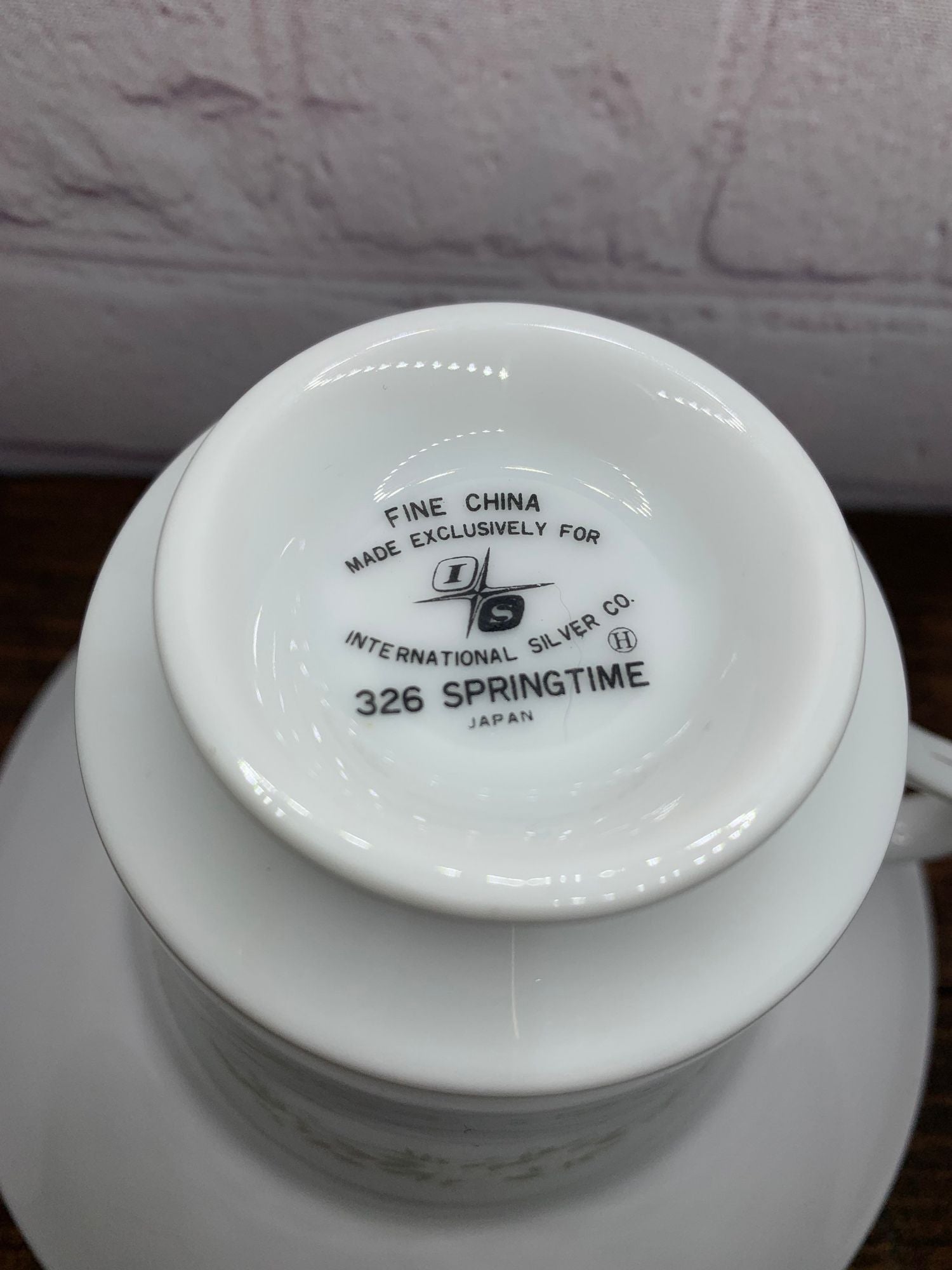 Vtg International Silver Co Bone China Teacup/Saucer Springtime 326 - Japan