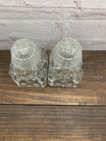 Vintage American Cut Glass Square Salt & Pepper Shakers