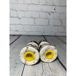 Vintage MCM Brown on White Pattern Ceramic Glazed Salt & Pepper Shakers