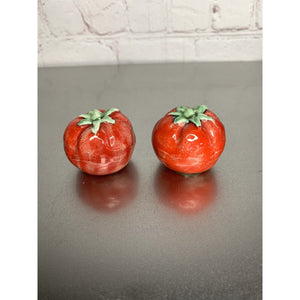 Vintage Mini Tomato Salt & Pepper Shakers Ceramic