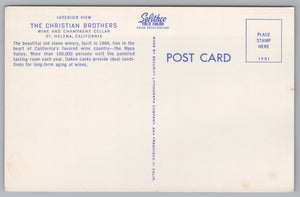 The Christian Brothers Wine And Champagne Cellar, St. Helena, California, Vintage Post Card.