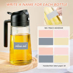 16oz Glass Olive Oil Sprayer - 2 in 1 Spray & Pour Olive Oil Dispenser w/Labels