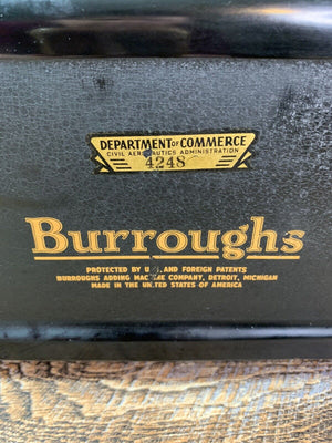Burroughs Vintage Portable Arm Pull Adding Machine Tape Register 8 Column