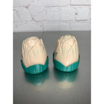 Vintage Tulip MCM Salt Pepper Shakers Green Light CreamPink Plastic Hollywood CA