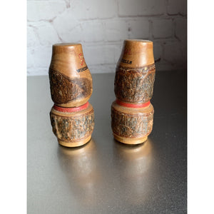Vintage Wood Lantern Salt & Pepper Shakers Souvenir Wisconsin Dells