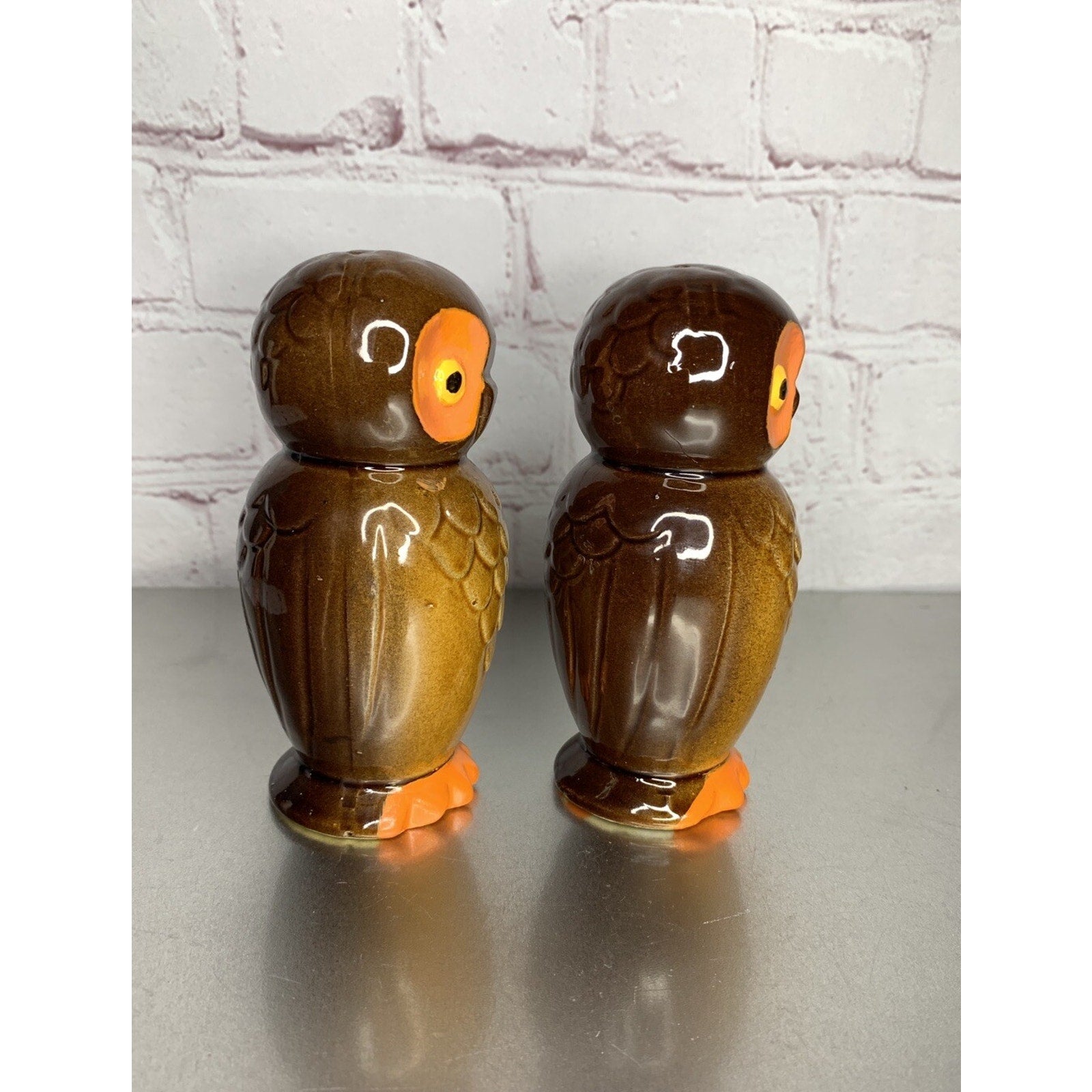 Vintage Ceramic Owl Salt & Pepper Shakers 1960s