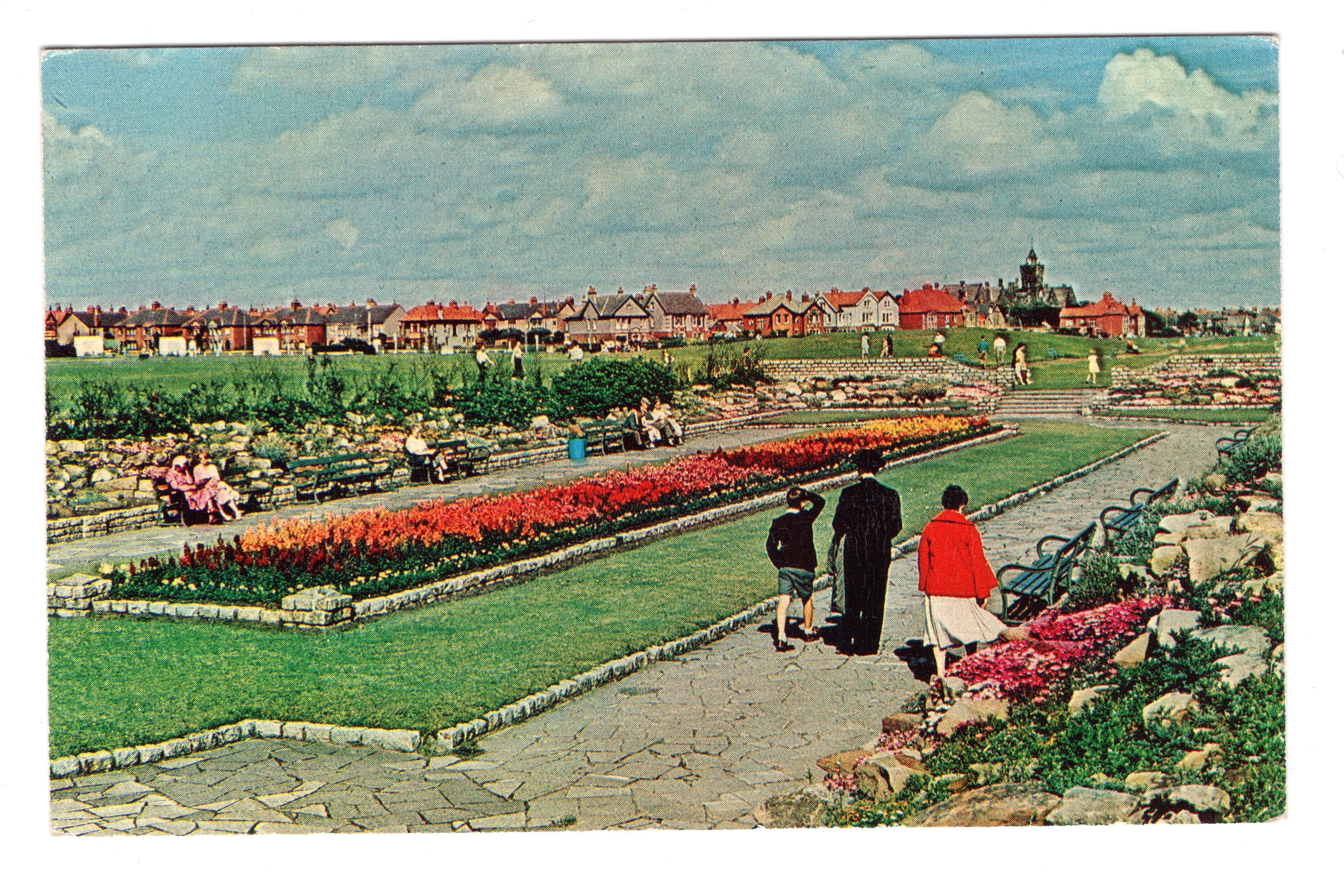 Sunken Garden, Whitley Bay, Vintage Post Card.