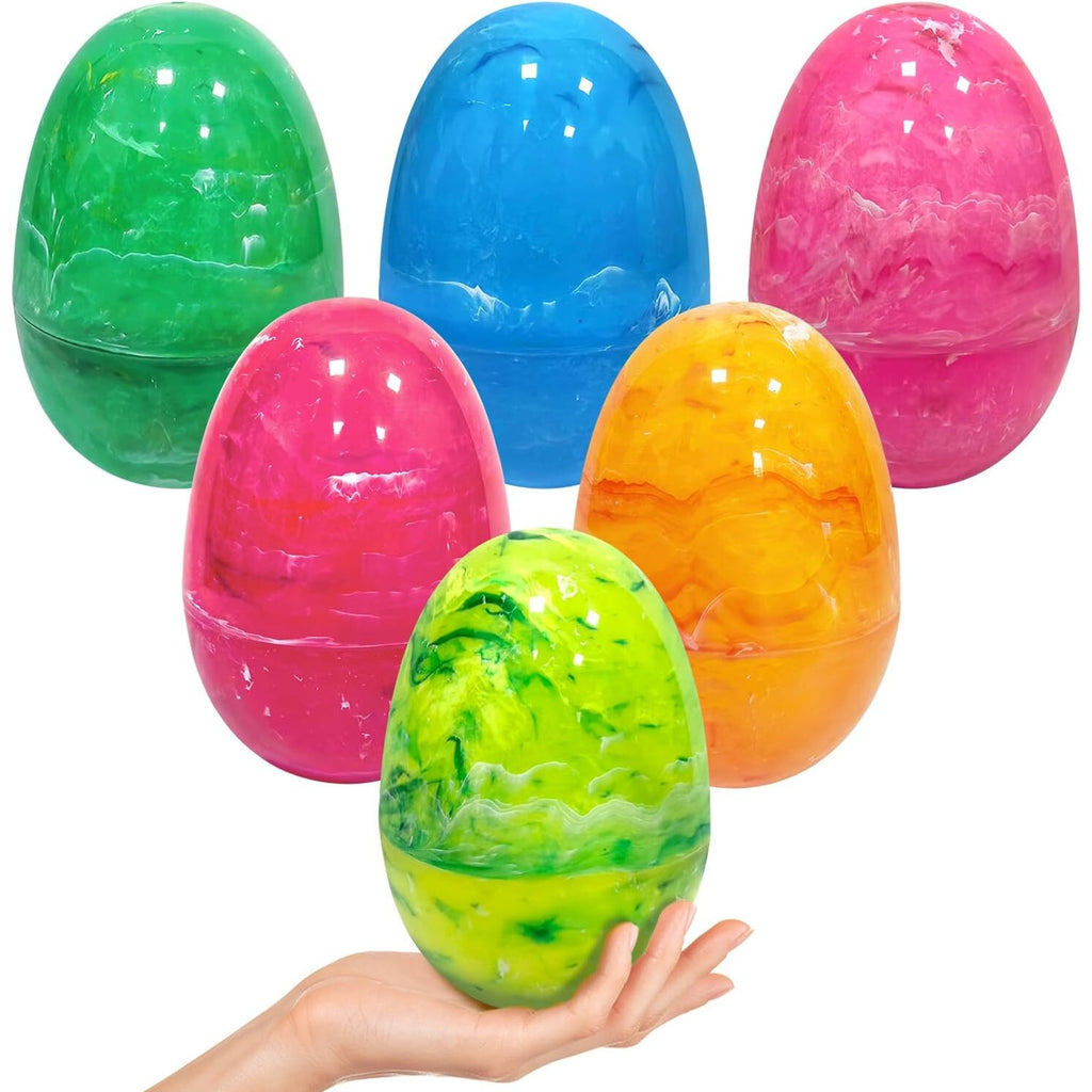 6Pcs 6" Jumbo Marble Pattern Plastic Easter Eggs, Egg Hunt, Basket Stuffers