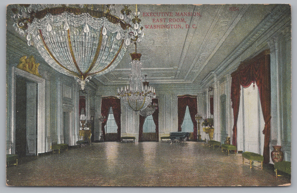 Executive Mansion, East Room, Washington DC, Vintage Post Card