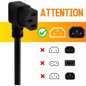 3-Prong Straight to 90 Degree Angled Plug Replacement Power Cord 15 Ft, Heatproof Flexible Durab