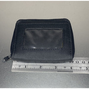 Vintage ID Wallet Change Pouch Credit Card Key Holder Black Zip Around NOS