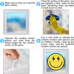 Smile Face Window Clings Black Yellow Lightning Star Checkered Dot Window Stickers Double-Side Glass Decals