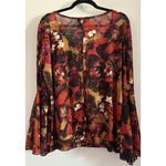 Ashley Stewart Size (22/24) Colorful Earth Tone Floral 3/4 Bell Sleeve Blouse