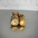 Vintage Wooden Enesco Magnetic Cat Couple Salt & Pepper Shakers Japan