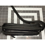 Black Faux Leather Multi Pocket Shoulder Strap Hangbag Purse