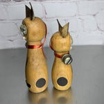 Vintage Wooden Enesco Magnetic Cat Couple Salt & Pepper Shakers Japan