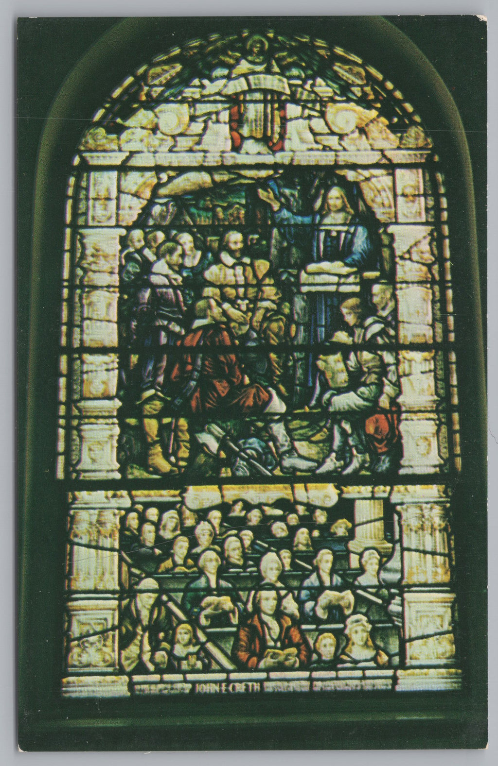 The Patriots Window, Christ Church, Philadelphia, Vintage Post Card.