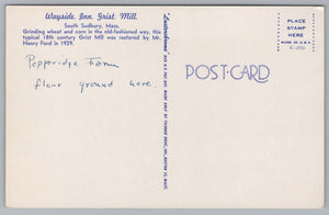 Wayside Inn, Grist Mill, South Sunbury, Massachusetts, Vintage Post Card.