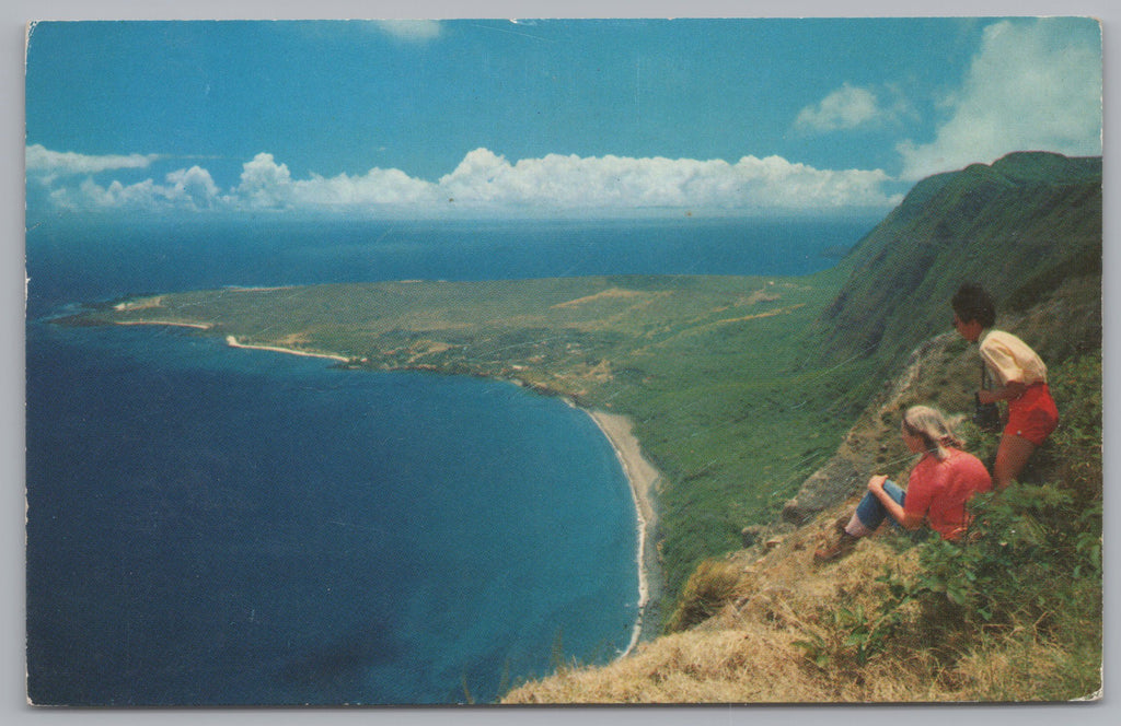 Women viewing Leper Colony, Molokai, Hawaii, USA, Vintage PC