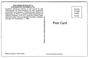 Southern Railways, Locomotive Number 2716, Vintage Post Card.