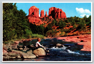 Boy at Cathedral Rock, Arizona, Vintage Post Card