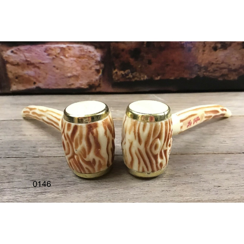 Vintage Plastic Corn Cob Style Tobacco Smoking Pipe Salt & Pepper Shaker with a
