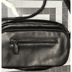 Black Faux Leather Multi Pocket Shoulder Strap Hangbag Purse