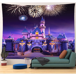 Castle Tapestry Wall Hanging, Fairytale Wall Decor for Princess Kids Girls Room, Birthday Party Backdrop 59"x51"
