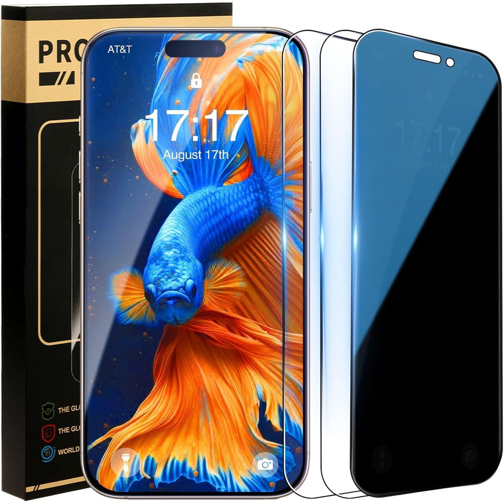3 Pack Screen Protector Tempered Glass for iPhone 16 Pro 6.3 Inch iPhone 15, 14