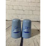 Vintage Ceramic Mystic Seaport Sailboat Pattern Salt & Pepper Shakers- Taiwan