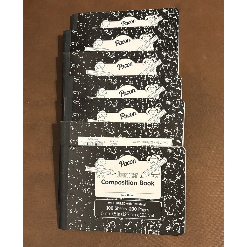 PACON Junior Composition Book, 5 x 7-1/2” 3/8” Ruled, 100 Sheets-7 Book Bundle