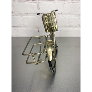 Vintage Goldtone Bicycle Salt & Pepper Shaker Toothpick Caddy/Holder