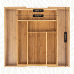 Expandable Bamboo Kitchen Drawer Organizer - Adjusts to Fit, Durable Bamboo