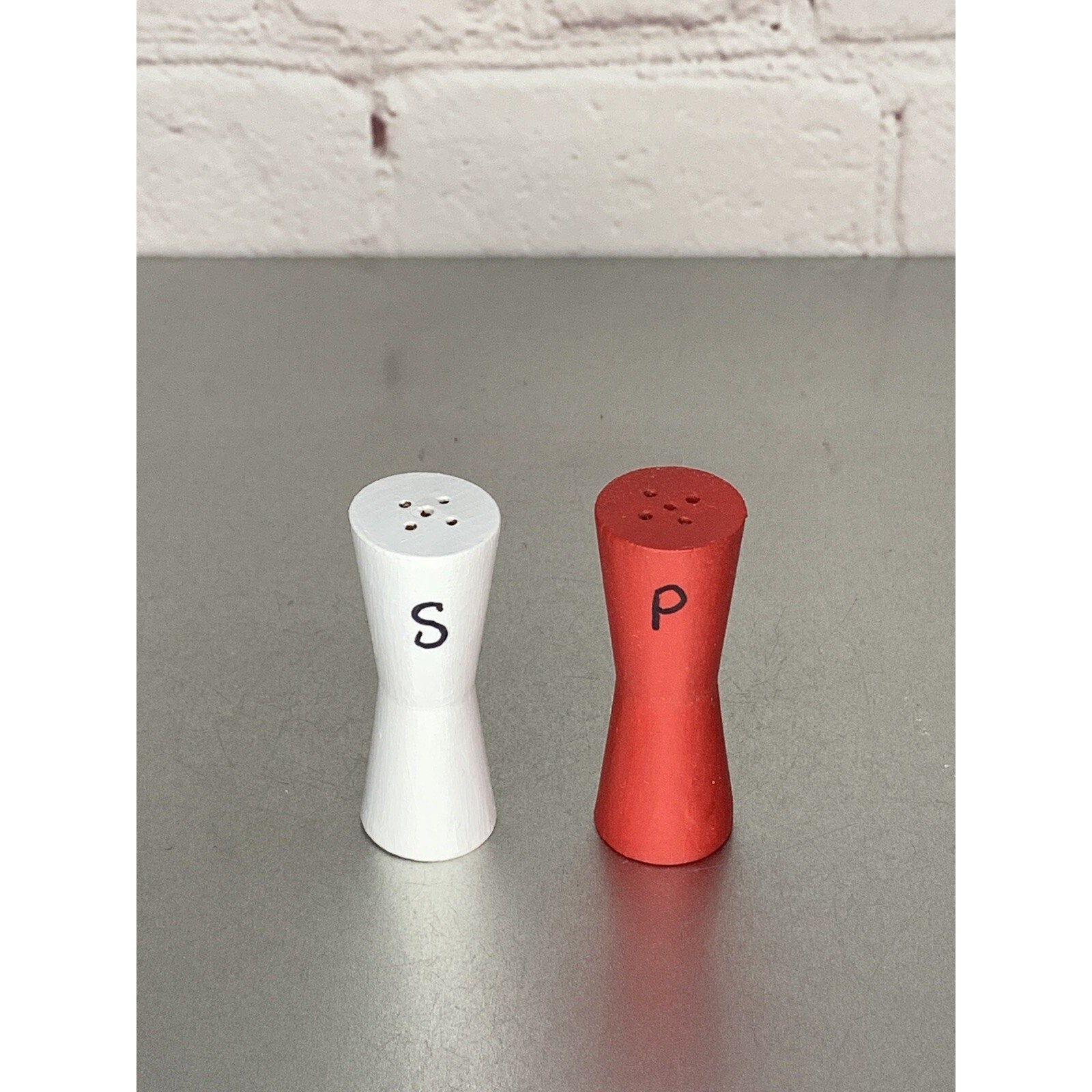 Vintage Mini Wood Hour Glass Shape Salt & Pepper Shakers