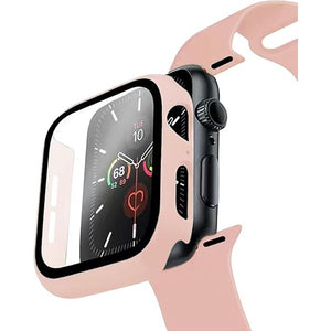 Sport Silicone Band and Case with Screen Protector for Apple Watch Series 9, 8, 7, 6, SE, 5, 4