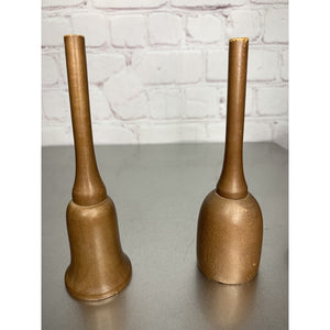 Vintage Wood Bells Salt & Pepper Shakers w/Stand