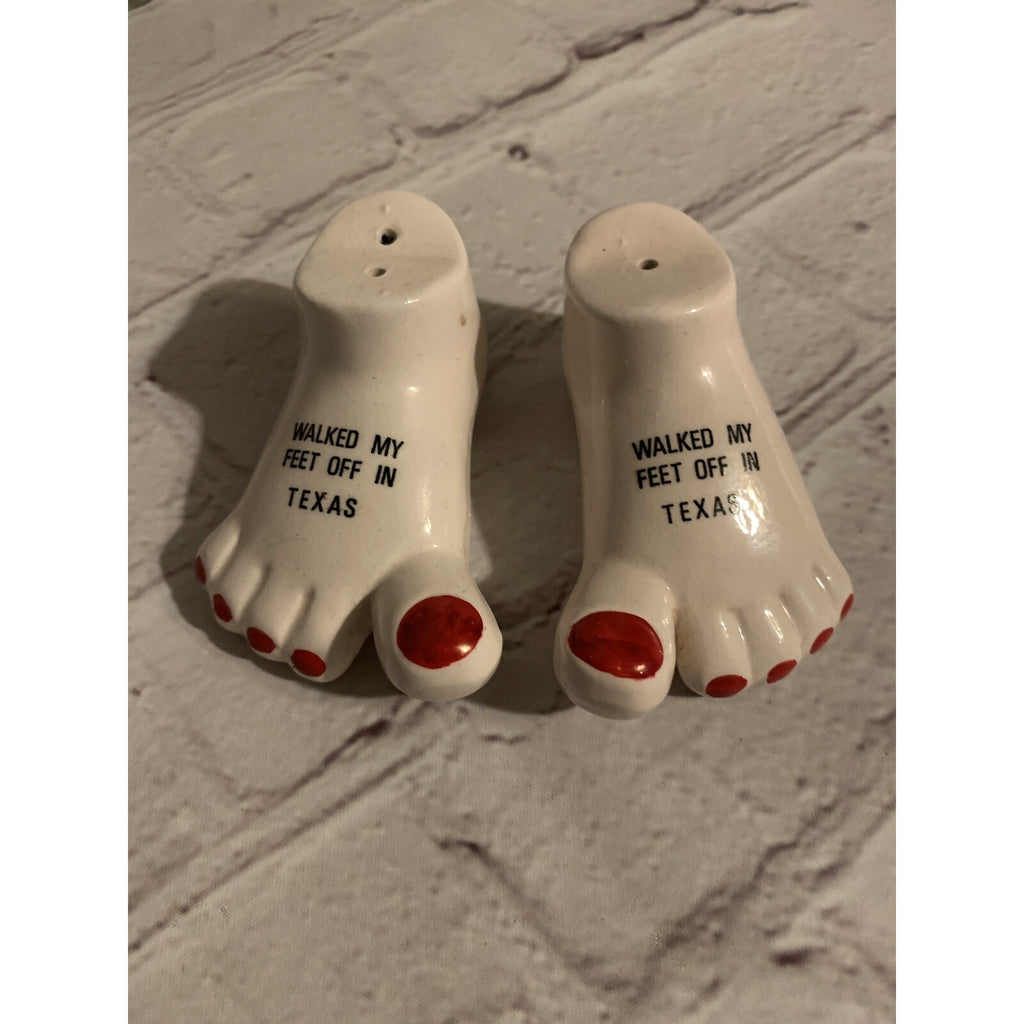 Vintage Walked My Feet Off In Texas Salt & Pepper Shakers Japan