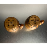 Vintage Wood Barrel Salt & Pepper Shakers Pine Cones Watkins Glen NY