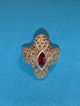 Vintage Sterling Silver Judith Jack Marcasite Garnet Art Deco Ring Size 9