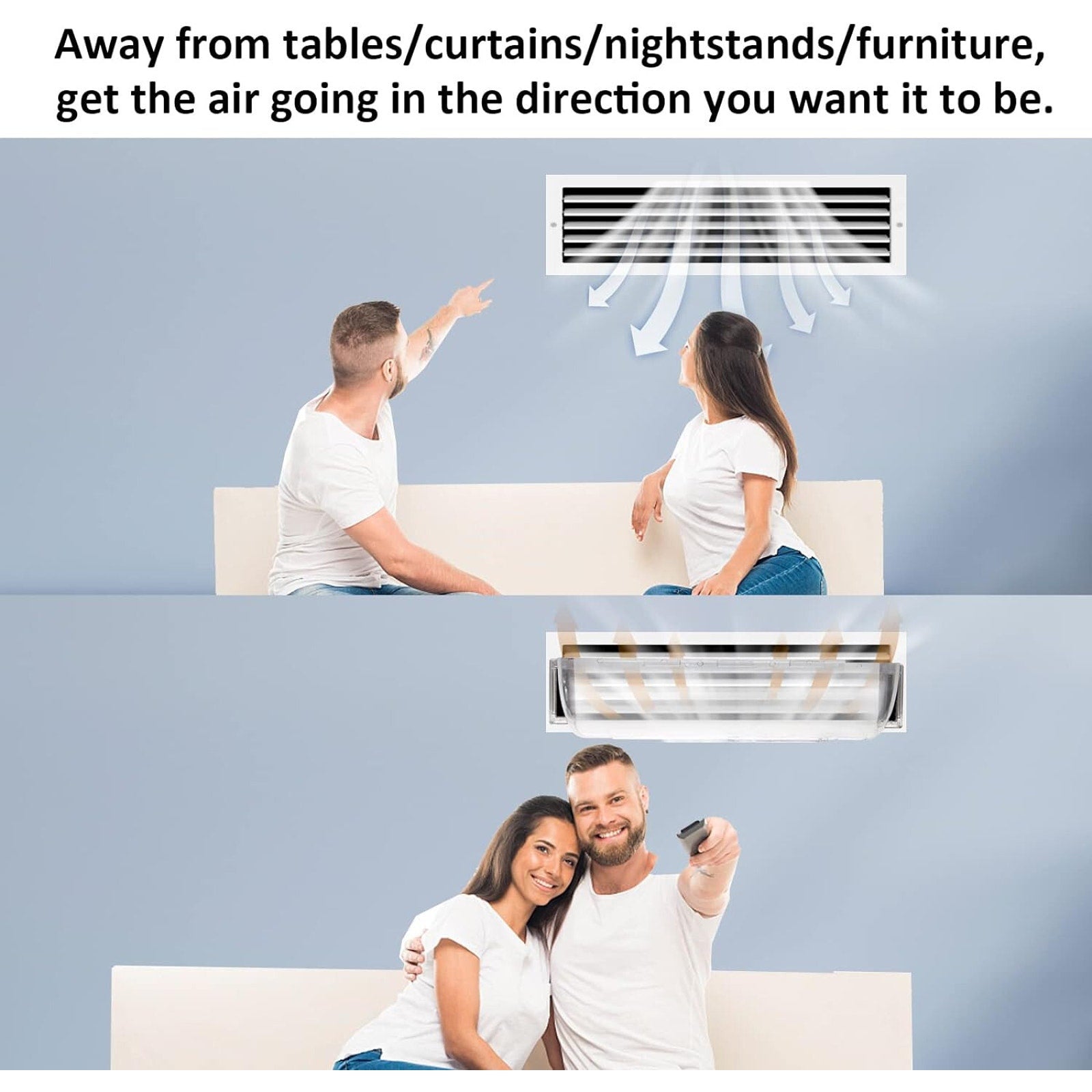 2 Pack Air & Heat Deflector for Vents, Adjustable from 8.5" to 15"