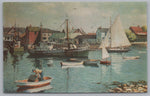 Painting Of The Harbor, J Bradford Hague Vintage Post Card.