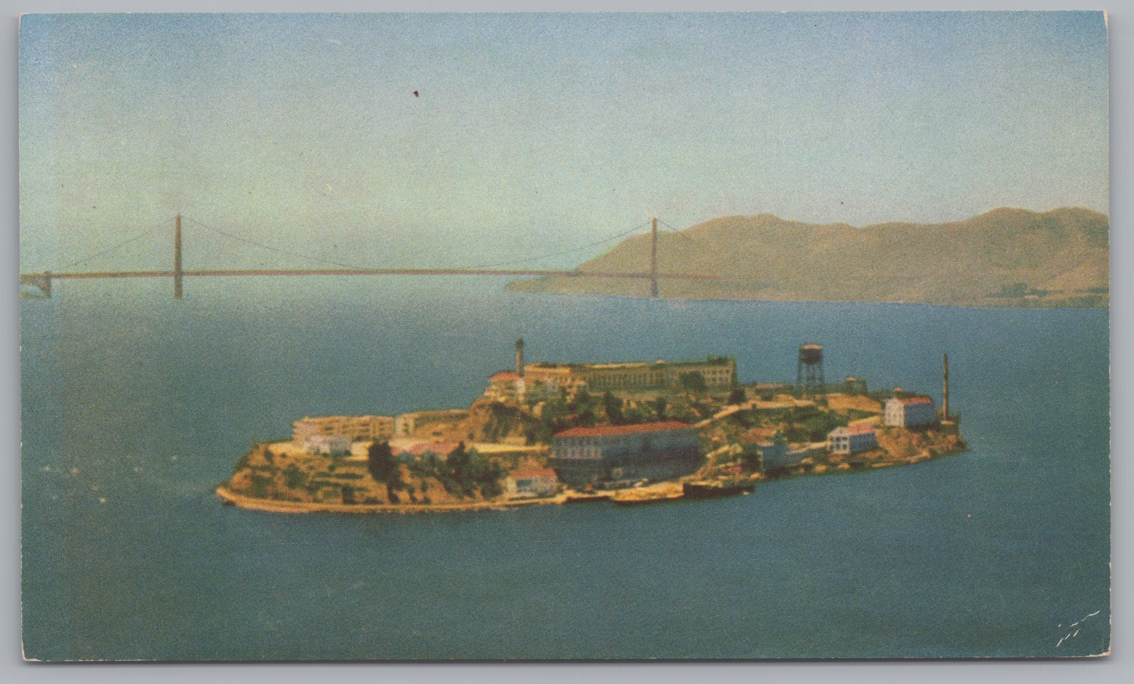 Aerial View Of Alcatraz Prison, The Rock, San Francisco, California, USA, Vintage Post Card.